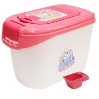 Контейнер Catidea для сухого корма на 10 л (3 - 4,5 кг), двойная крышка, совок, розовый