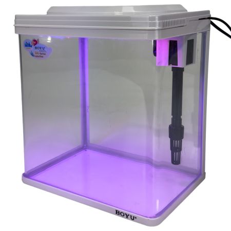 Аквариум Boyu EM-250 панорамный 7,5 л с фильтром и LED-лампой, белый