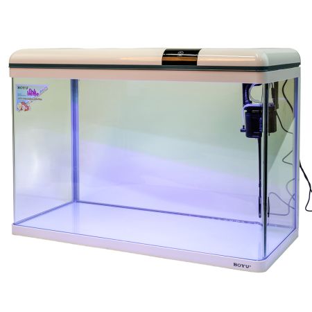 Аквариум Boyu Suspension XF-80, 128 л, панорамный, сенсорный LED светильник и фильтр, белый