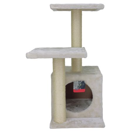 Когтеточка-комплекс с домиком 40х30х67 см, кремовый