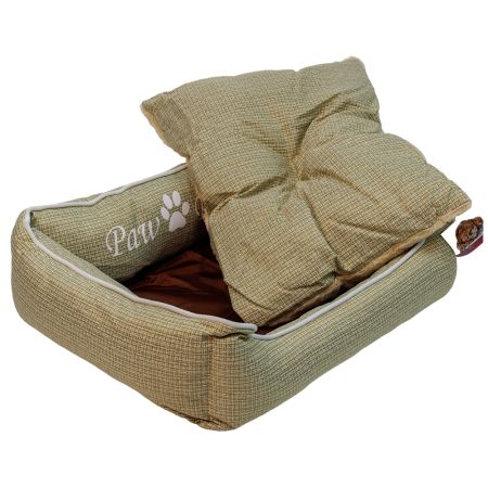 Лежак с бортом 84х66х19 см, съемная меховая подушка, бежевый Лежак с бортом 84х66х19 см, съемная меховая подушка, бежевый