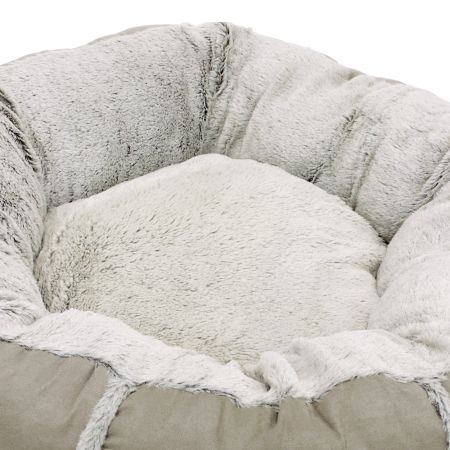 Лежак подушка Pet Choice для собак и кошек, круглый 76х76х15 см, меховой, серый