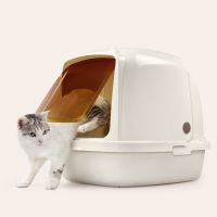 Туалет-домик для кошек XL Catidea 63х48х41 см, с совком, кремовый