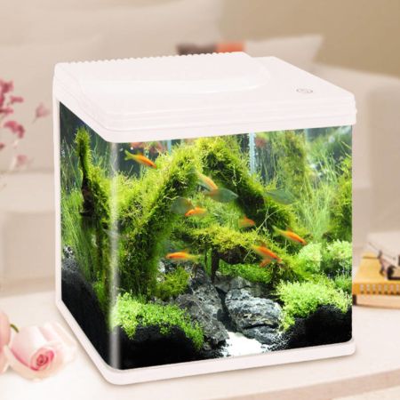 Аквариум Boyu EM-250 панорамный 7,5 л с фильтром и LED-лампой, белый