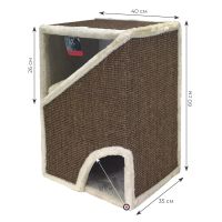 Когтеточка-домик Pet Choice, 40х35х60 см, коричневый, с подушкой