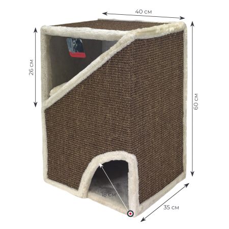 Когтеточка-домик Pet Choice, 40х35х60 см, коричневый, с подушкой