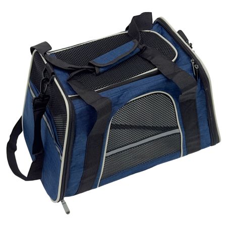 Сумка переноска складная для собак и кошек 45х30х30 см, синяя