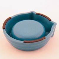 Миска бамбуковая для собак и кошек, 12.5x12x4 см, 150 мл, голубой