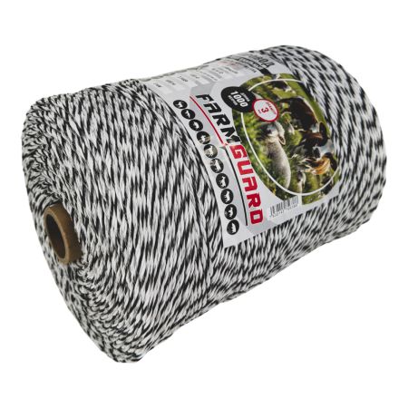 Провод для электропастуха FarmGuard белый с черным 3 мм / 1000 м / 5x0,2 мм SS+1х0,2 мм CU