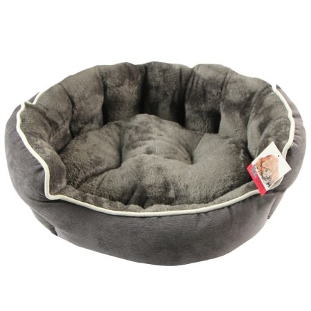 Лежак с бортом 59х53х20 см, вельвет, съемная подушка, графит