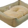 Лежак с бортом 52х41х16 см, съемная меховая подушка, бежевый