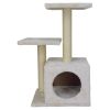 Когтеточка-комплекс с домиком 40х30х67 см, кремовый