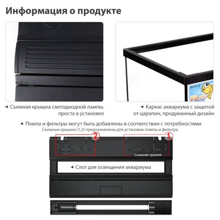 Аквариум Boyu FG-10 37 л с LED-лампой, черный