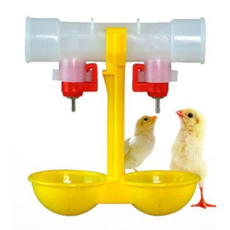Поилка ниппельная для птиц двойная с каплеуловителем на трубу