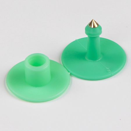 Бирка двойная 30 мм с номером, зелёная, круглая, 100 шт. для свиней, коз, овец, собак и других животных