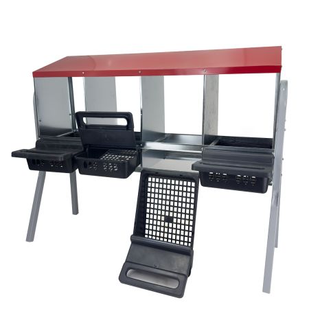 Гнездо для кур несушек 4 секции, на ножках, с яйцесборником