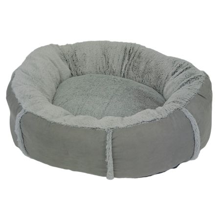 Лежак подушка Pet Choice для собак и кошек, круглый 56х56х15 см, меховой, серый