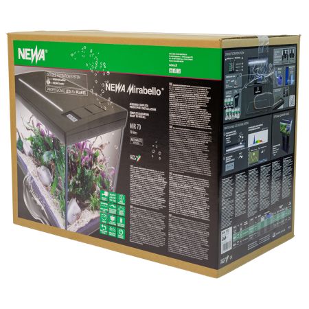 Аквариум Newa Mirabello MIR 70D Daylight LEDS, 70 л, с фильтром, нагревателем и освещением рассвет-закат, серый NEW VERSION