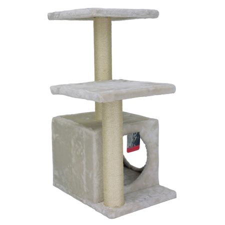 Когтеточка-комплекс с домиком 40х30х67 см, кремовый