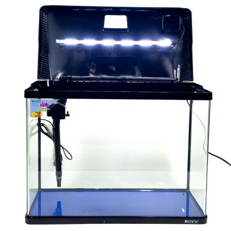 Аквариум Boyu EC-600 панорамный, 66 л, с фильтром и LED-лампой, черный