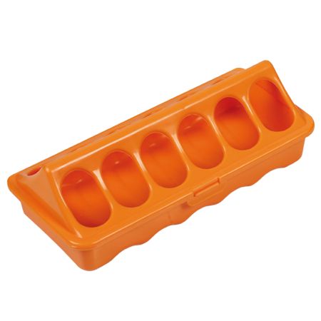 Кормушка-поилка лотковая 20 см пластик для цыплят, оранжевый