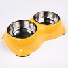 Миска двойная для кошек и собак со съемными металлическими чашами, 26.5x15.5x6 см, 150+150 мл, желтый