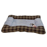 Лежанка матрас для собак 75х55х8 см, серый, клетка коричневая с красным