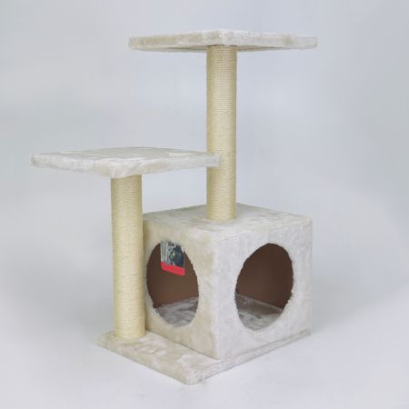 Когтеточка-комплекс с домиком 40х30х67 см, кремовый