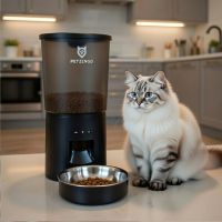 Автокормушка Petzengo PF-02 Wi-Fi для кошек и собак 4л, миска из нержавеющей стали для сухого корма, черная