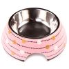 Миска для собак и кошек, 14.5x14.5x5 см, 150 мл, гирлянда, розовый