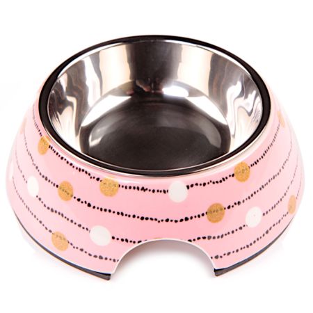 Миска для собак и кошек, 14.5x14.5x5 см, 150 мл, гирлянда, розовый