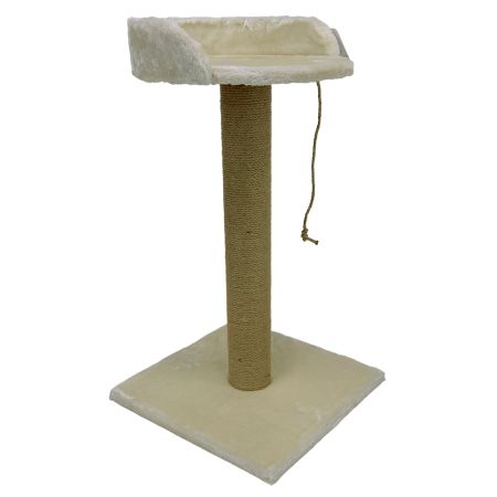 Когтеточка-лежак 40х40х70 см, с канатом, кремовый 