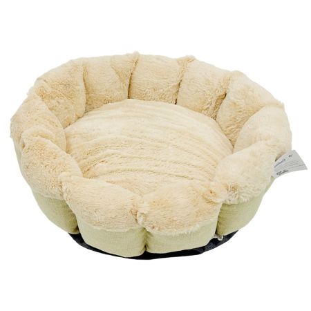 Лежак Pet Choice для собак и кошек, круглый с бортом 50х50х15 см, меховой, кремовый
