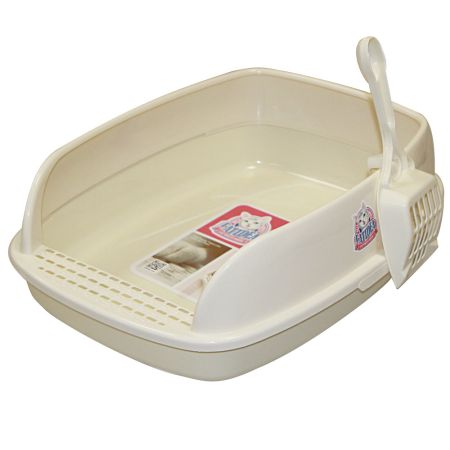 Лоток для кошек с совком Catidea 46х36х15 см, кремовый