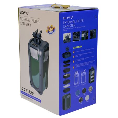 Фильтр внешний Boyu DGN-520 с УФ стерилизацией для аквариума 150-550 л с регулятором канистровый 1610 л/ч