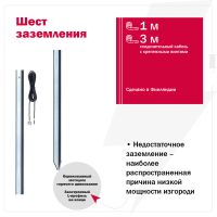 Шест заземления с соединительным кабелем