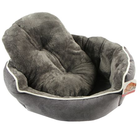 Лежак с бортом 68х59х22 см, вельвет, съемная подушка, графит