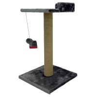 Когтеточка-лежак 35х35х60 см, c игрушкой, темно-серый