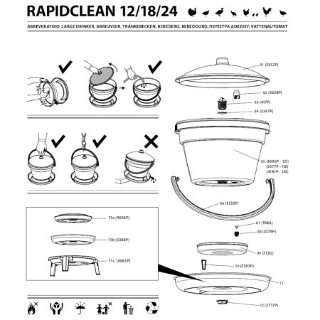Поилка поплавковая RAPID CLEAN 12 л для кур