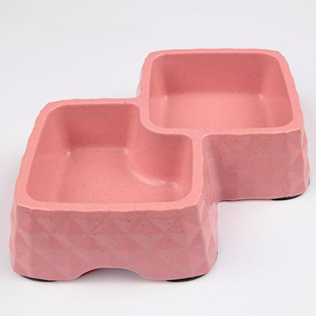 Миска двойная, 29.9x18.9x5.5 см, 360+430 мл, розовый