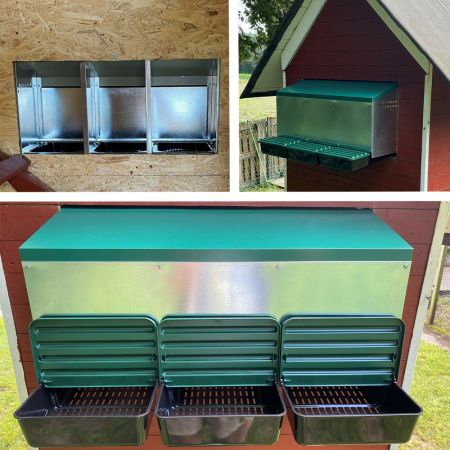 Гнездо для кур несушек наружное крепление, 3 секции, с яйцесборником