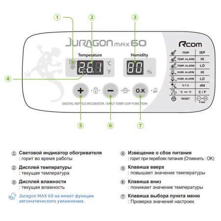 Инкубатор для яиц рептилий Rcom JURAGON MAX 60 автоматический