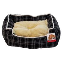 Лежак с бортом 73х59х18 см, съемная меховая подушка, мелкая клетка Лежак с бортом 73х59х18 см, съемная меховая подушка, мелкая клетка