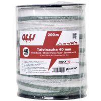Лента для электропастуха Olli Shockteq 40 мм / 200 м / 0,60 Ω зимняя зелено-белая