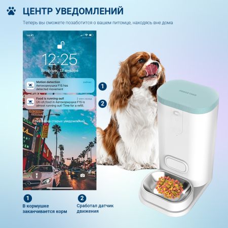 Автокормушка для собак и кошек Pawgether F1S 3,5 л с видеокамерой и голосовой связью, датчиком движения и управлением через смартфон (iOS, Android) Автокормушка для собак и кошек Pawgether F1S 3,5 л с видеокамерой и голосовой связью, датчиком движения и управлением через смартфон (iOS, Android)