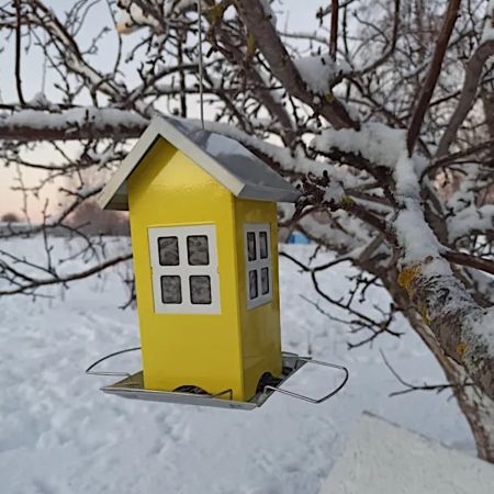 Кормушка-домик для синиц, воробьев и мелких птиц, металл
