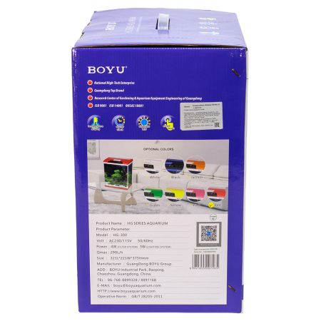 Аквариум Boyu HG-300 панорамный 22 л, LED освещение, дисплей, фильтры, красный