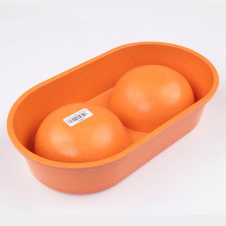 Миска двойная, 26.5x15х5.5 см, 290+290 мл, оранжевый