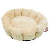 Лежак Pet Choice для собак и кошек, круглый с бортом 65х65х18 см, меховой, кремовый