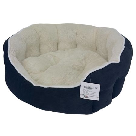 Лежак с бортом 68х59х22 см, вельвет, съемная подушка, черно-белый